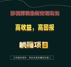 影视剪辑最新变现玩法，高收益，高回报，躺Z项目【揭秘】-林文副业站