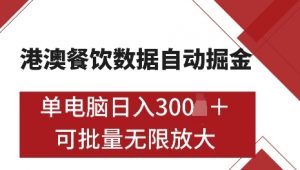 港澳数据全自动掘金，单电脑日入5张，可矩阵批量无限操作【仅揭秘】-林文副业站