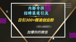 内部招聘渠道日引流300+创业粉,加爆你的微信【揭秘】-林文副业站