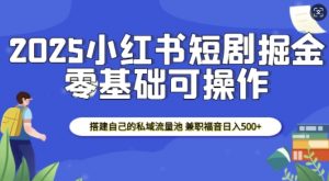 2025小红书短剧掘金，搭建自己的私域流量池，兼职福音日入5张-林文副业站