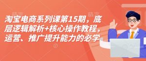 淘宝电商系列课第15期，底层逻辑解析+核心操作教程，运营、推广提升能力的必学课程+配套资料-林文副业站