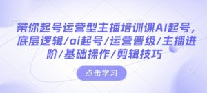 带你起号运营型主播培训课AI起号,底层逻辑/ai起号/运营晋级/主播进阶/基础操作/剪辑技巧-林文副业站