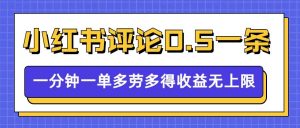 小红书留言评论,0.5元1条,一分钟一单,多劳多得,收益无上限-林文副业站