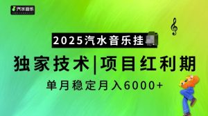 2025汽水音乐挂JI项目,独家最新技术,项目红利期稳定月入6000+-林文副业站