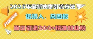 2025年最新独家引流方法,低投入高回报?当日引流300+精准创业粉-林文副业站