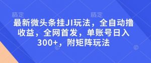 最新微头条挂JI玩法，全自动撸收益，全网首发，单账号日入300+，附矩阵玩法【揭秘】-林文副业站