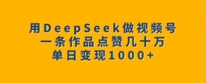 用DeepSeek做视频号，一条作品点赞几十万，单日变现1k-林文副业站