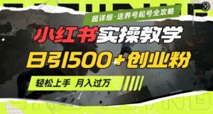 2月小红书最新日引500+创业粉实操教学【超详细】小白轻松上手，月入1W+，附小红书养号起号SOP-林文副业站