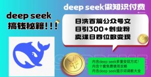 Deepseek做知识付费日洗百篇公众号文日引300+创业粉，卖课日四位数变现保姆级教程!-林文副业站
