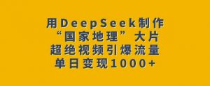 用DeepSeek制作“国家地理”大片，超绝视频引爆流量，单日变现多张-林文副业站