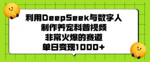 利用DeepSeek与数字人制作养宠科普视频，非常火爆的赛道，单日变现多张-林文副业站