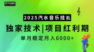 2025汽水音乐挂JI，独家技术，项目红利期，稳定月入5k【揭秘】-林文副业站