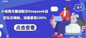 小说推文搬运配合Deepseek设定玩法揭秘，流量暴涨100%-林文副业站