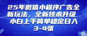 2025年微信小程序最新玩法纯小白易上手，稳定日入多张，技术全新升级【揭秘】-林文副业站
