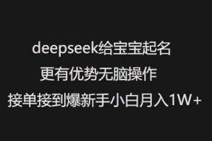 deepseek给宝宝起名更有优势无脑操作接单接到爆新手小白月入1W+-林文副业站