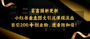 小红书垂直图文引流课程流出，日引200+创业粉，速看防和谐-林文副业站