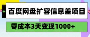 百度网盘扩容信息差项目，零成本，3天变现1k，详细实操流程-林文副业站