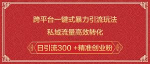 跨平台一键式暴力引流玩法，私域流量高效转化日引流300 +精准创业粉-林文副业站