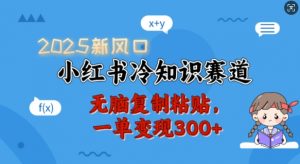 2025新风口，小红书冷知识赛道，无脑复制粘贴，一单变现300+-林文副业站