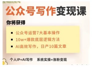 AI公众号写作变现课，手把手实操演示，从0到1做一个小而美的会赚钱的IP号-林文副业站