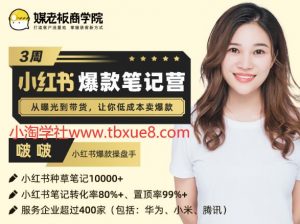 3周小红书爆款笔记训练营第二期：从曝光到带货，让你低成本卖爆款（完结）价值699元-林文副业站