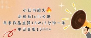 小红书超火的治愈系loft公寓，单条作品点赞16W，3分钟一条，单日变现数张-林文副业站