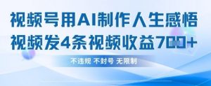 用AI做人生感悟视频，4条视频当天收益782-林文副业站