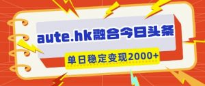 aute.hk融合今日头条，一键复制粘贴，单日稳定变现多张【揭秘】-林文副业站