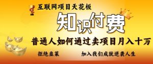 互联网项目天花板，知付付费项目，普通人如何通过卖项目月入十个，拒绝韭菜【揭秘】-林文副业站