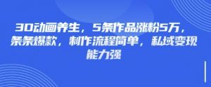 3D动画养生，5条作品涨粉5万，条条爆款，制作流程简单，私域变现能力强-林文副业站