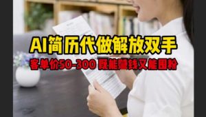 AI简历代做解放双手，客单价50-300不等，既能挣钱又能囤粉-林文副业站