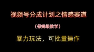 视频号分成计划之情感赛道暴力玩法，可批量操作，保姆级教学-林文副业站
