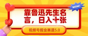 靠鲁迅先生名言，日入数张，视频号掘金赛道5.0-林文副业站