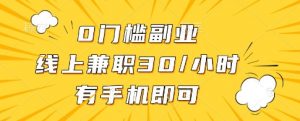0门槛副业，线上兼职30一小时，有一部手机即可操作【揭秘】-林文副业站