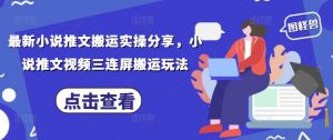 最新小说推文搬运实操分享，小说推文视频三连屏搬运玩法-林文副业站