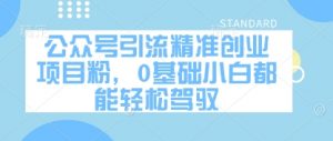公众号引流精准创业项目粉，0基础小白都能轻松驾驭-林文副业站