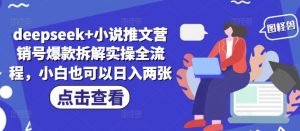 deepseek+小说推文营销号爆款拆解实操全流程，小白也可以日入两张-林文副业站