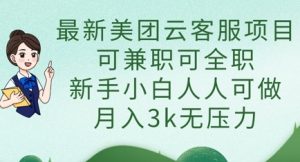 最新美团云客服项目，可兼职可全职，新手小白人人可做，月入3k无压力-林文副业站