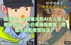 回答我！全网爆火的AI古人骂人视频玩法，小白保姆级教程（附提示词和变现玩法）-林文副业站