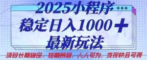2025小程序稳定日入1k，最新玩法项目长期稳定，短期是利，人人可为，变现快且可观【揭秘】-林文副业站