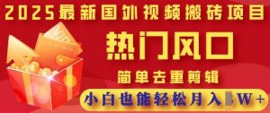 2025最新视频搬砖项目，热门风口，简单去重剪辑，小白也能轻松月入过W-林文副业站