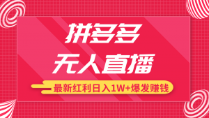 拼多多无人直播最新红利，日入1W+高价产品在低价池中爆发赚钱-林文副业站